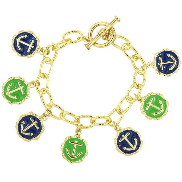 Anchors Aweigh Bracelet in Navy and Green by Pink Pineapple