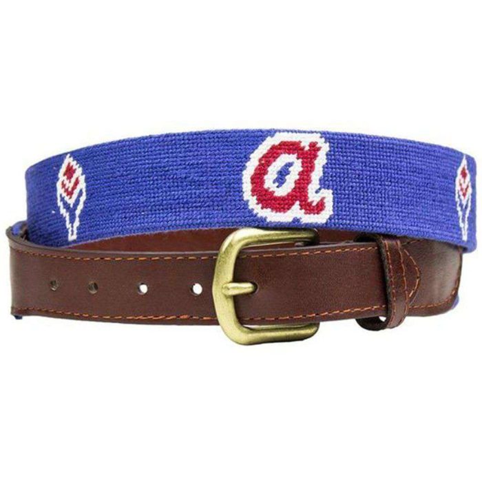 Atlanta Braves Cooperstown Needlepoint Belt in Blue by Smathers & Branson