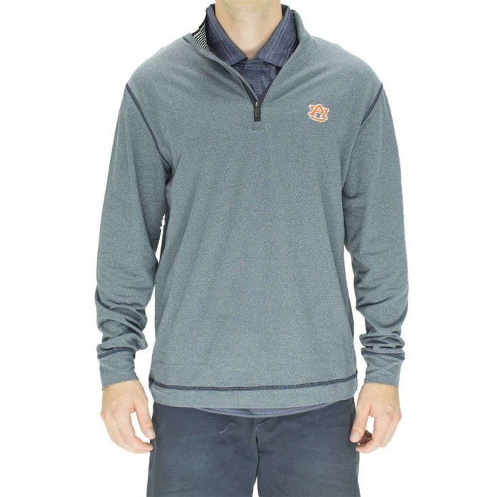 Auburn Drytec Topspin Half Zip Pullover in Charcoal by Cutter & Buck