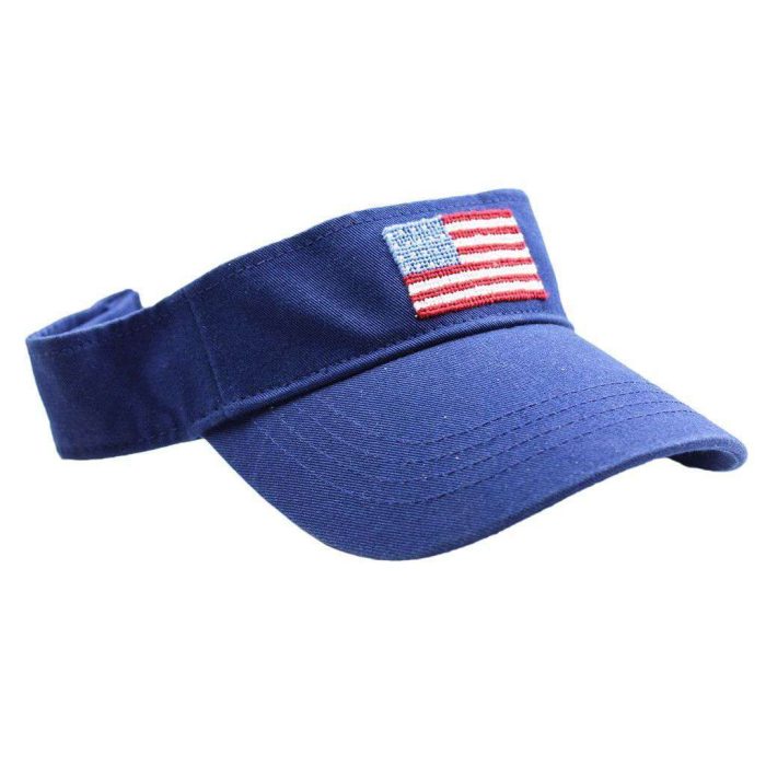 American Flag Needlepoint Visor in Navy by Smathers & Branson