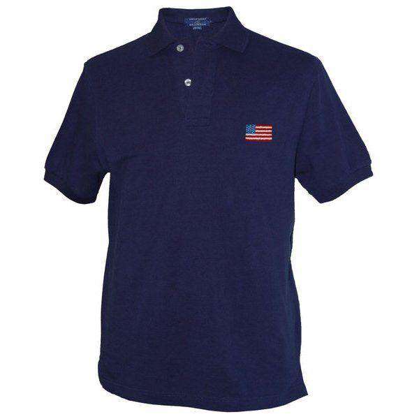American Flag Needlepoint Polo Shirt in Navy by Smathers & Branson