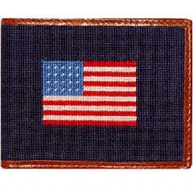 American Flag Needlepoint Wallet in Navy by Smathers & Branson