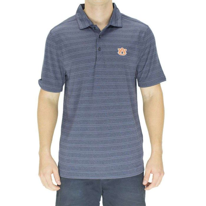 Auburn Interbay Melange Stripe Polo in Light Navy by Cutter & Buck