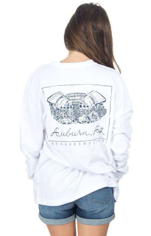 Auburn Long Sleeve Stadium Tee in White by Lauren James