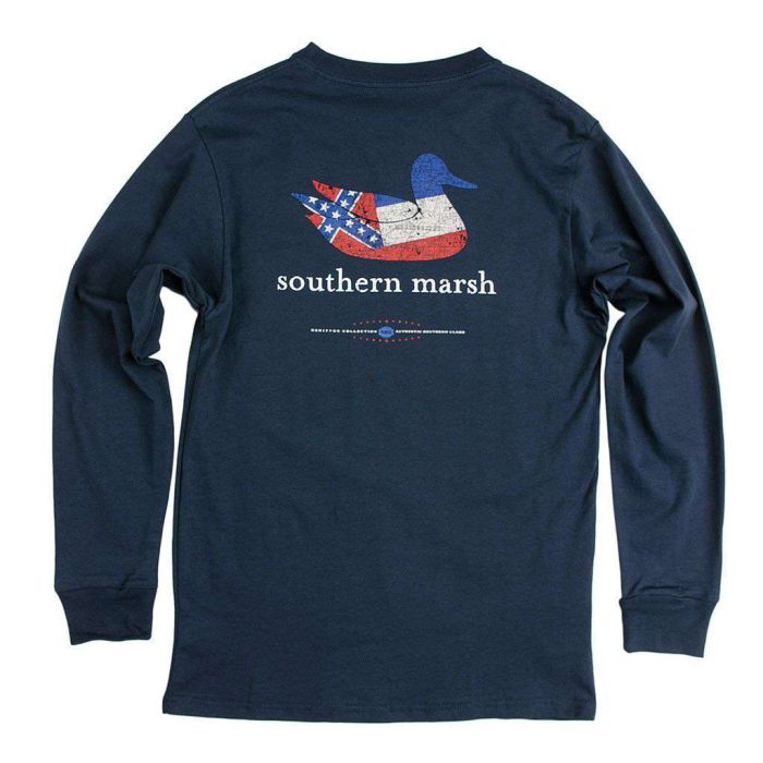 Authentic Mississippi Heritage Long Sleeve Tee in Navy by Southern Marsh