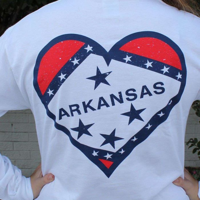 Arkansas Pride Long Sleeve Tee in White by Lauren James