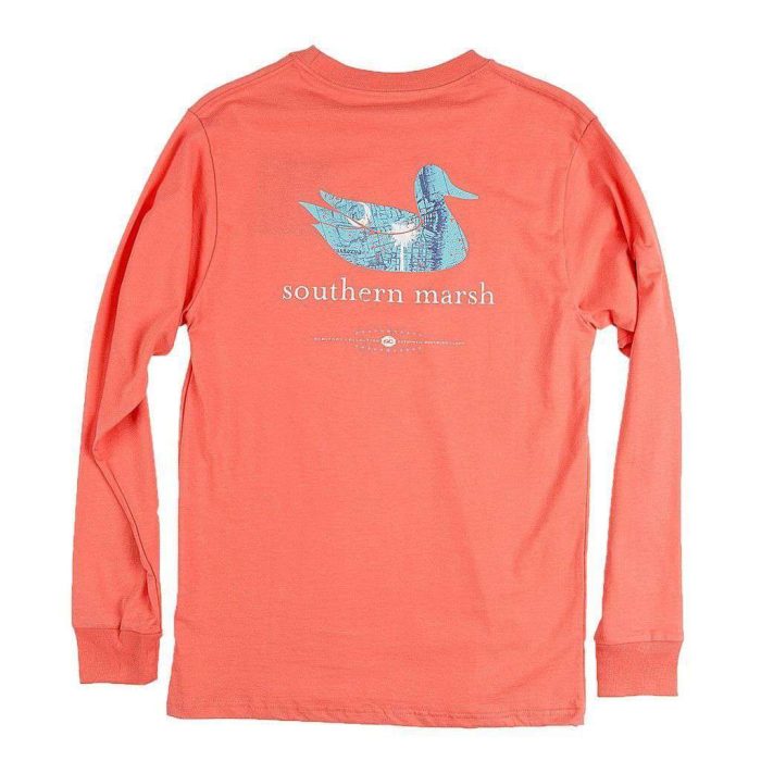 Authentic South Carolina Heritage Long Sleeve Tee in Coral by Southern Marsh