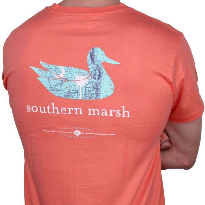 Authentic South Carolina Heritage Tee in Coral by Southern Marsh