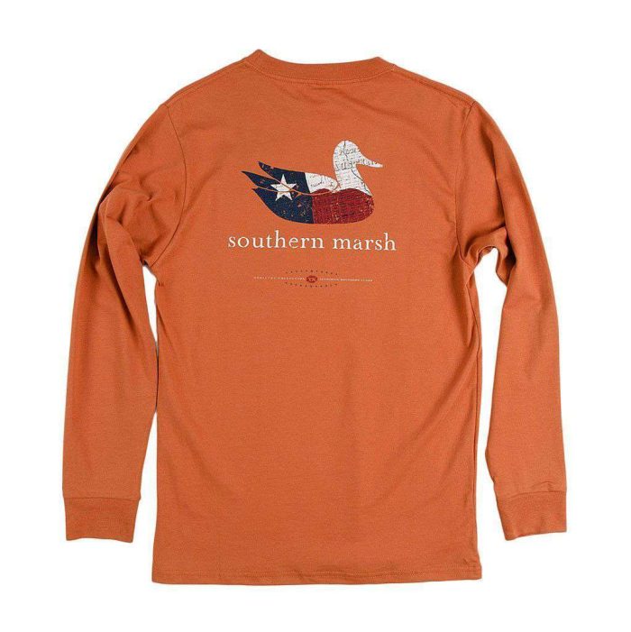 Authentic Texas Heritage Long Sleeve Tee in Burnt Orange by Southern Marsh