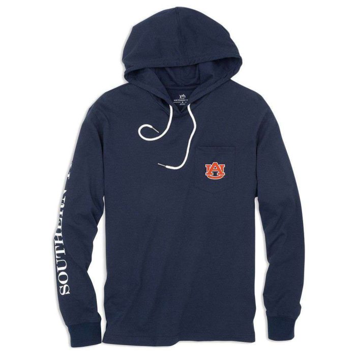 Auburn University Long Sleeve Gameday Hoodie Tee in Navy by Southern Tide