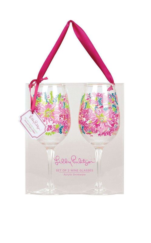 Acrylic Wine Glasses in Trippin' and Sippin' by Lilly Pulitzer