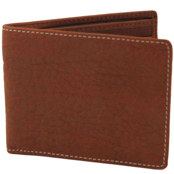 Bozeman Bi-Fold Bison Wallet in Walnut by Buffalo Jackson