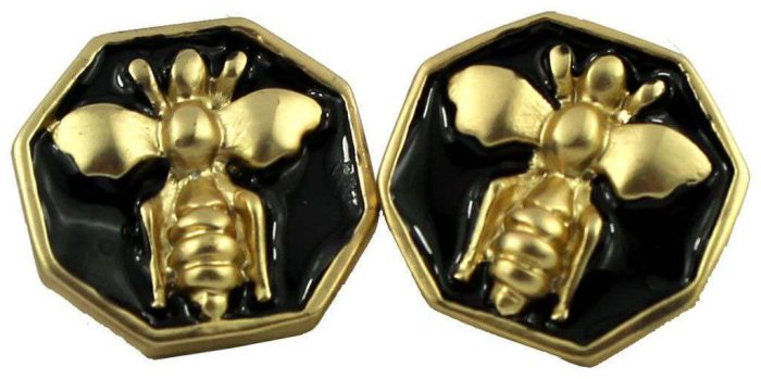 Bumble Bee Earrings in Gold and Black by Fornash