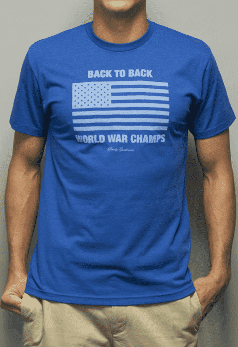 Back to Back World War Champs Tee in Royal Blue by Rowdy Gentleman