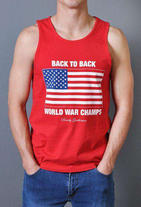 Back to Back World War Champs Tank Top in Red by Rowdy Gentleman