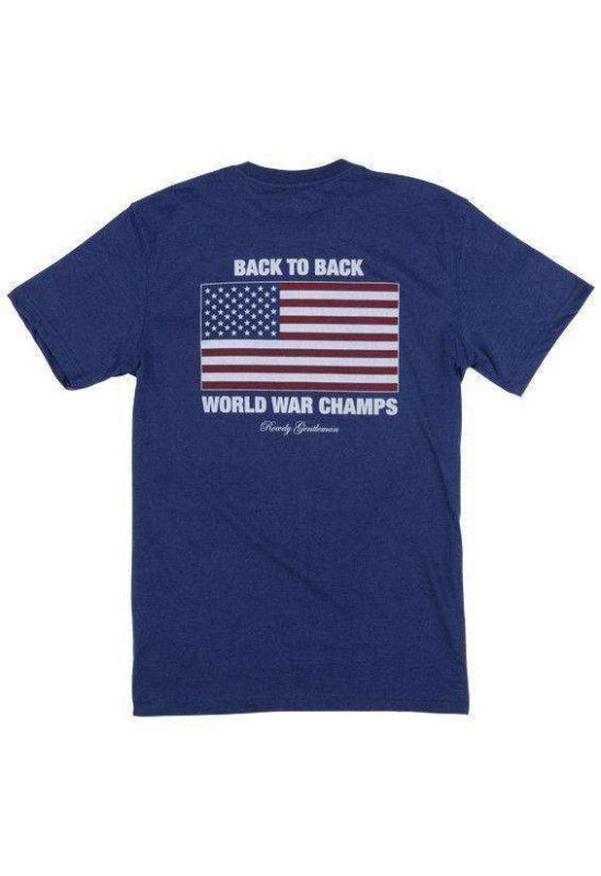 Back to Back World War Champs Pocket Tee in Navy by Rowdy Gentleman