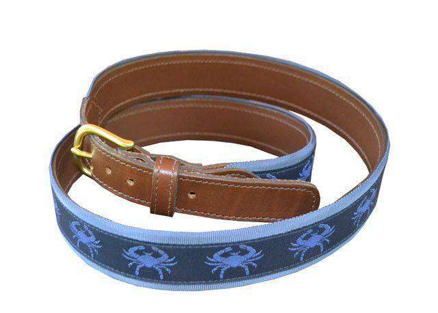 Blue Crabs Leather-backed Belt by Knot Belt Co.