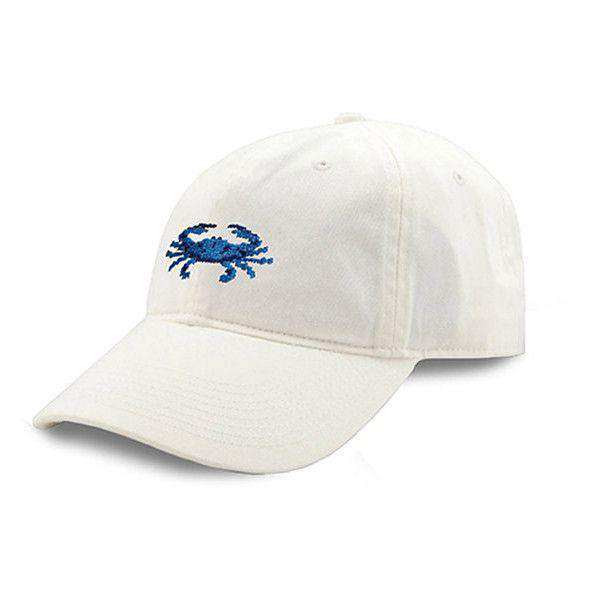 Blue Crab Needlepoint Hat in White by Smathers & Branson