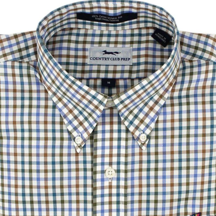 Button Down in Blue Multi Gingham by Country Club Prep