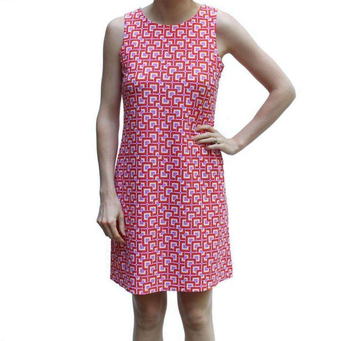 Beth Dress in Mod Square Coral by Jude Connally