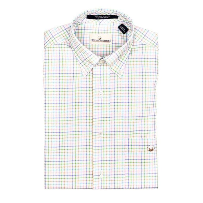 Button Down in Multi Pastel Tattersall by Cotton Brothers