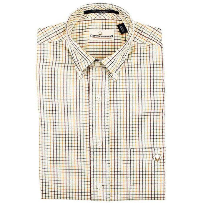 Button Down in Natural Multi-Gingham by Cotton Brothers