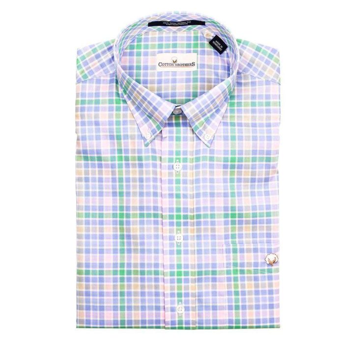 Button Down in Pastel Multi Check by Cotton Brothers