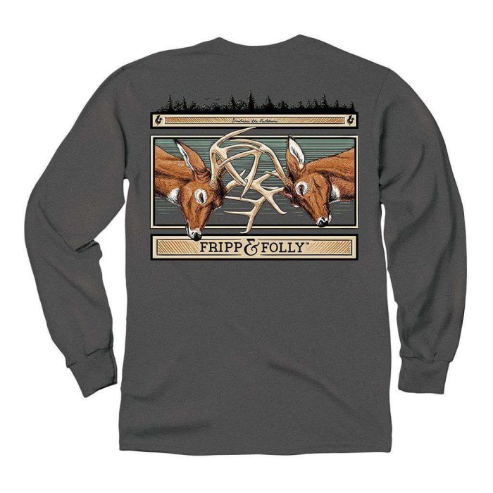 Buck Fight Long Sleeve Tee in Pepper by Fripp & Folly