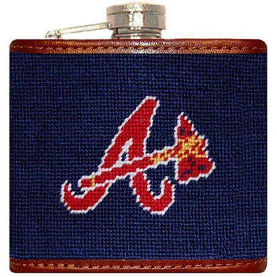 Braves Needlepoint Flask in Navy by Smathers & Branson