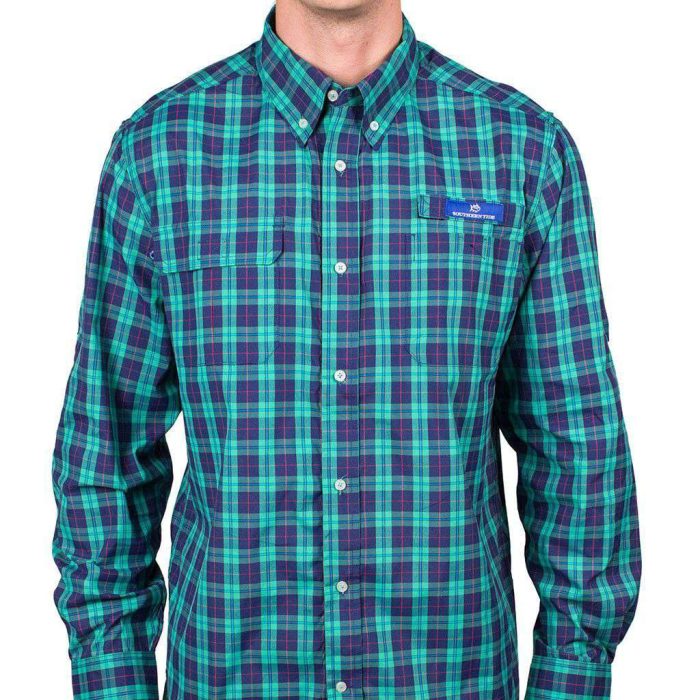 Bluefish Plaid Fishing Shirt in Blue Depths by Southern Tide
