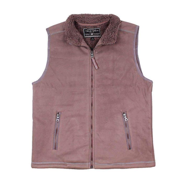 Bonded Polar Fleece & Sherpa Lined Vest in Cocoa by True Grit