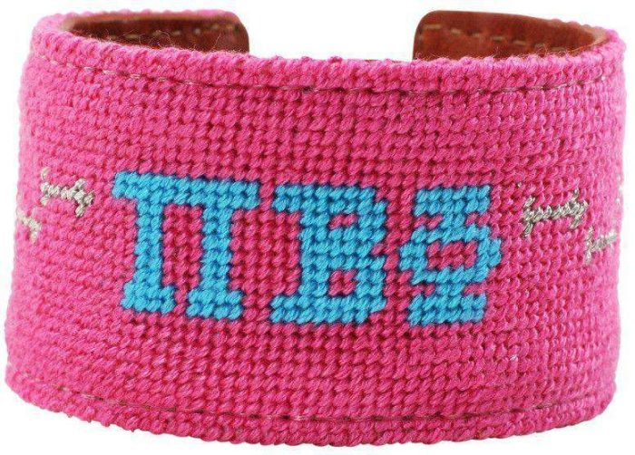 Pi Beta Phi Needlepoint Cuff Bracelet in Hot Pink by York Designs