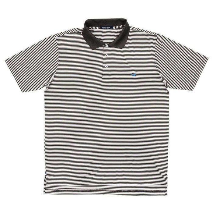 Bermuda Stripe Polo in Charcoal Grey and White by Southern Marsh