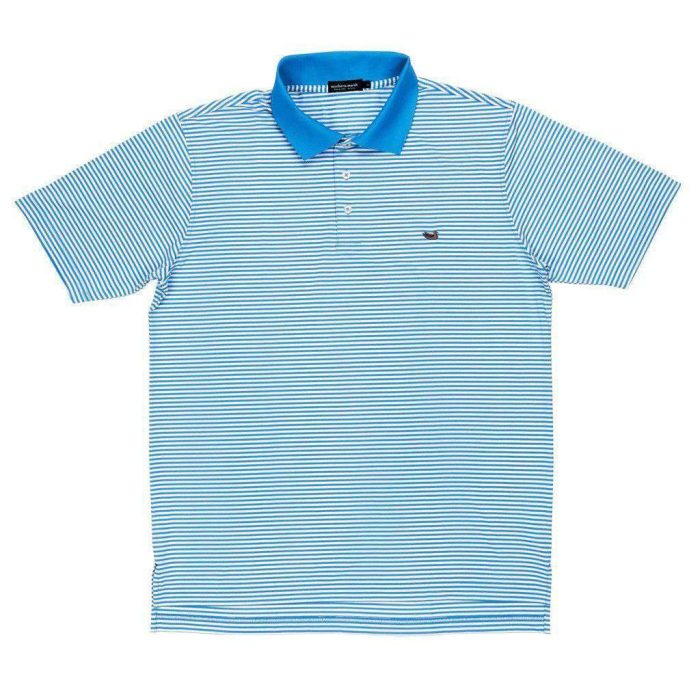 Bermuda Stripe Polo in Breaker Blue and White by Southern Marsh