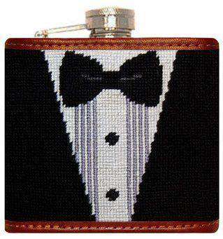 Black Tie Affair Needlepoint Flask in Black and White by Smathers & Branson