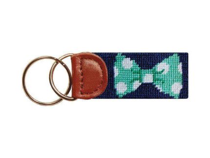 Bow Tie Needlepoint Key Fob in Navy by Smathers & Branson