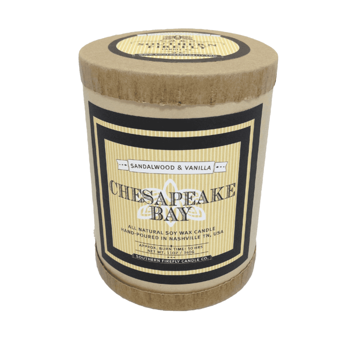 Chesapeake Bay Destination Series Soy Candle in Sandalwood and Vanilla Scent by Southern Firefly Candle Co.