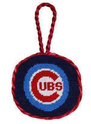 Chicago Cubs Needlepoint Christmas Ornament in Navy Blue by Smathers & Branson