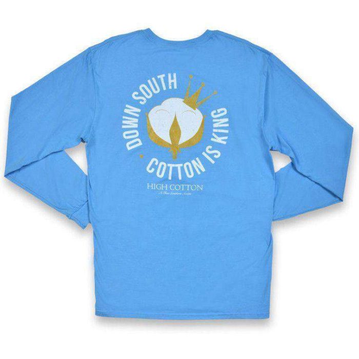 Cotton is King Long Sleeve Pocket Tee in Harbor Blue by High Cotton