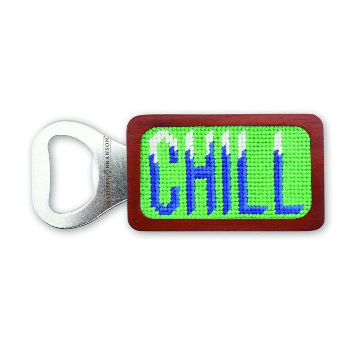 Chill Needlepoint Bottle Opener in Mint by Smathers & Branson