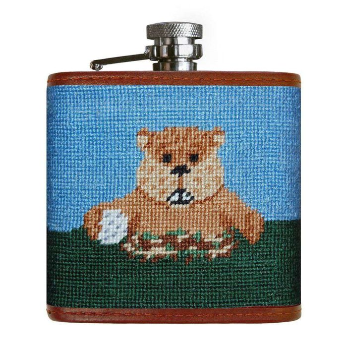 Caddyshack Needlepoint Flask in Blue and Green by Smathers & Branson
