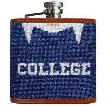 College Needlepoint Flask in Classic Navy by Smathers & Branson