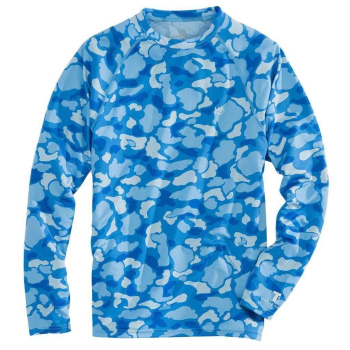 Camo Performance Long Sleeve Tee Shirt in Ocean Channel by Southern Tide