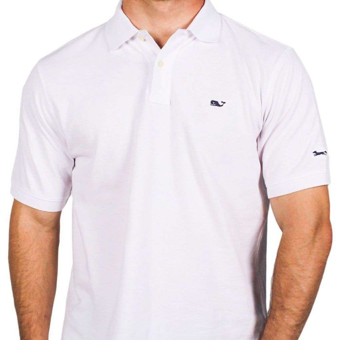 Classic Pique Polo in White, Featuring Longshanks the Fox by Vineyard Vines