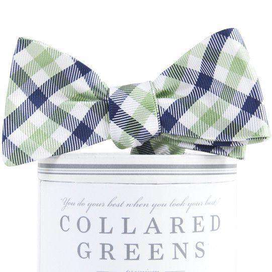 Collegiate Quad Bow Tie in Navy and Green by Collared Greens