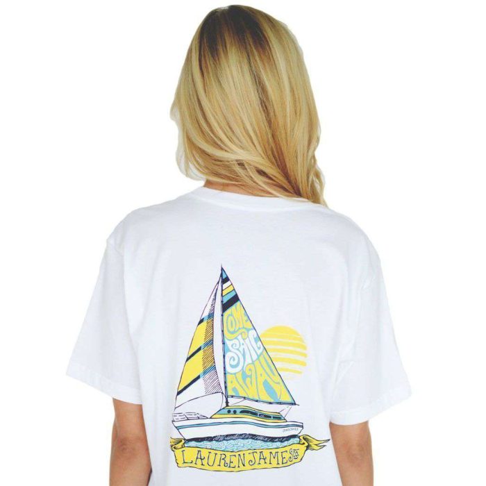 Come Sail Away Tee in White by Lauren James