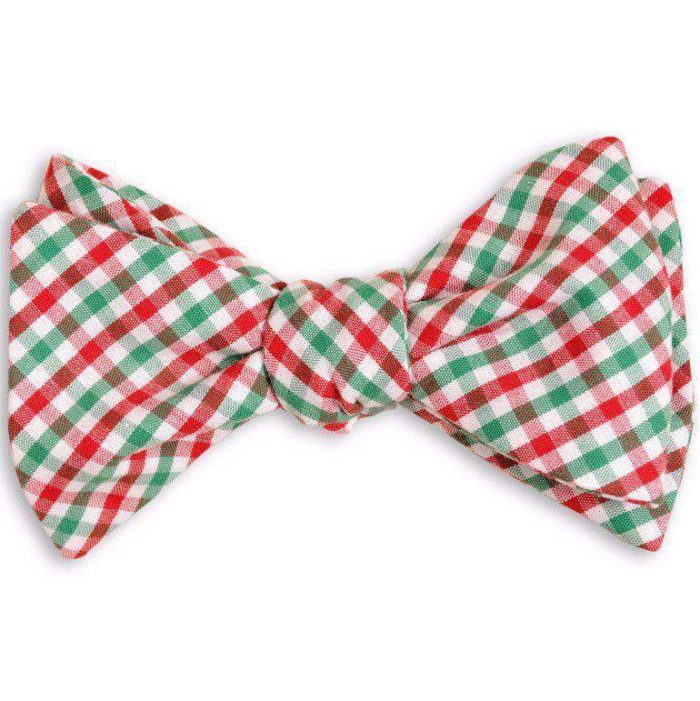 Christmas Tattersall Bow Tie in Red, White and Green by High Cotton
