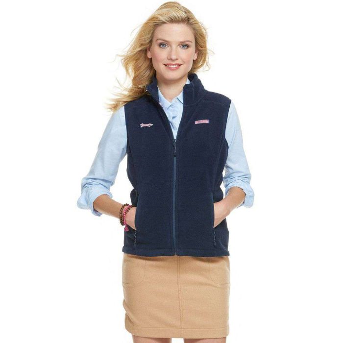 Custom Westerly Fleece Vest in Navy by Vineyard Vines