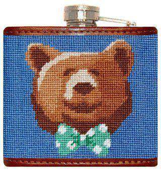 Dapper Bear Needlepoint Flask in Blue by Smathers & Branson