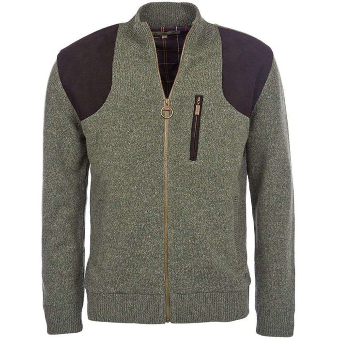 Danby Full-Zip Sweater in Olive Tweed by Barbour